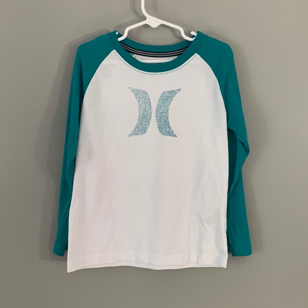 Hurley Nike Dry fit long sleeve white and green size 6 youth